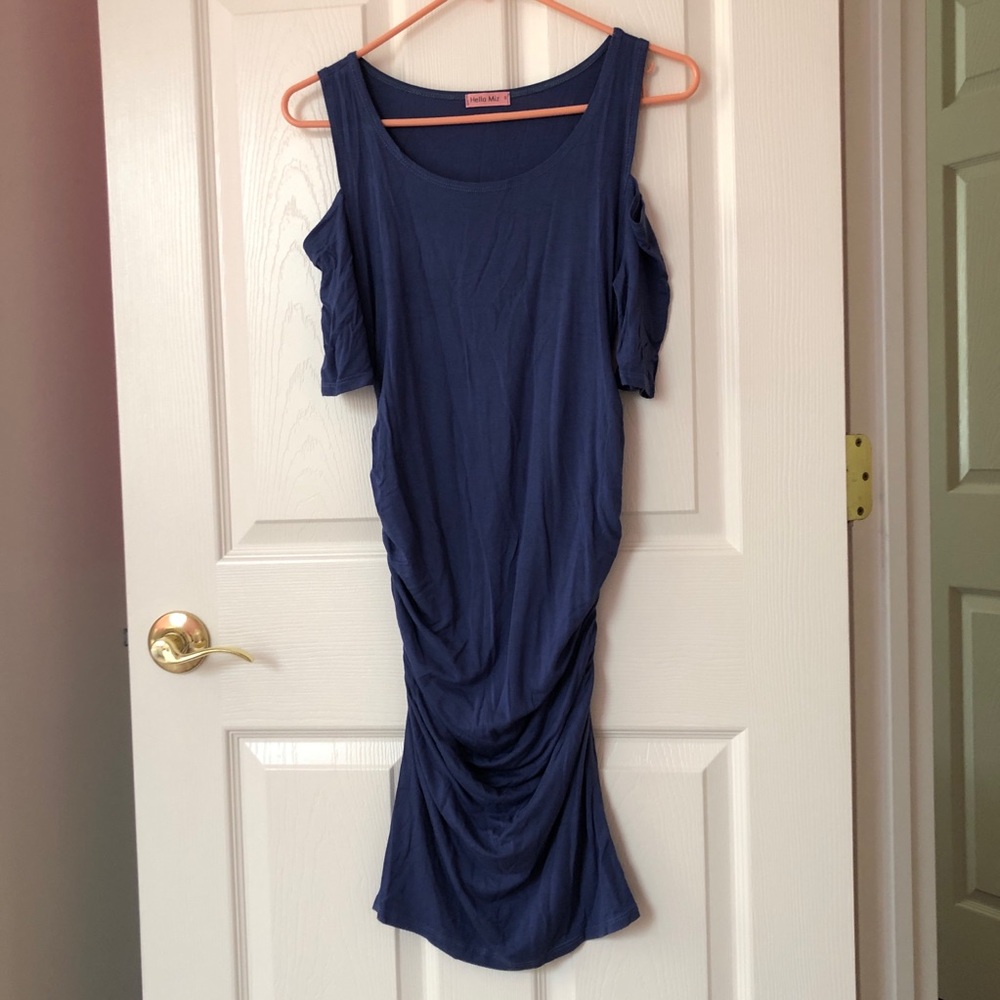 Hello Miz Maternity Cold-Shoulder Midi Dress